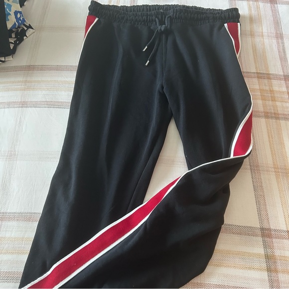 Zara Pants - Zara black jogger’s with side red white stripe! Elastic waist